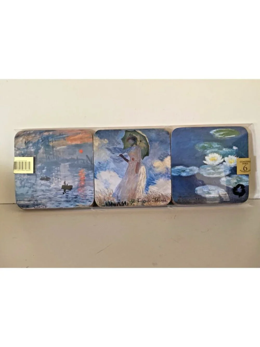 Creative Paris CLAUDE MONET Set 6 Cork Backed Waterproof Coasters NEW Sealed